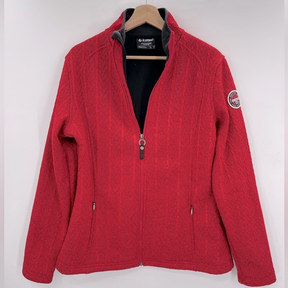 KILLTEC Fleece Full Zip Jacket in Dark Red Size 12 or Size Large Like New - Picture 2 of 8